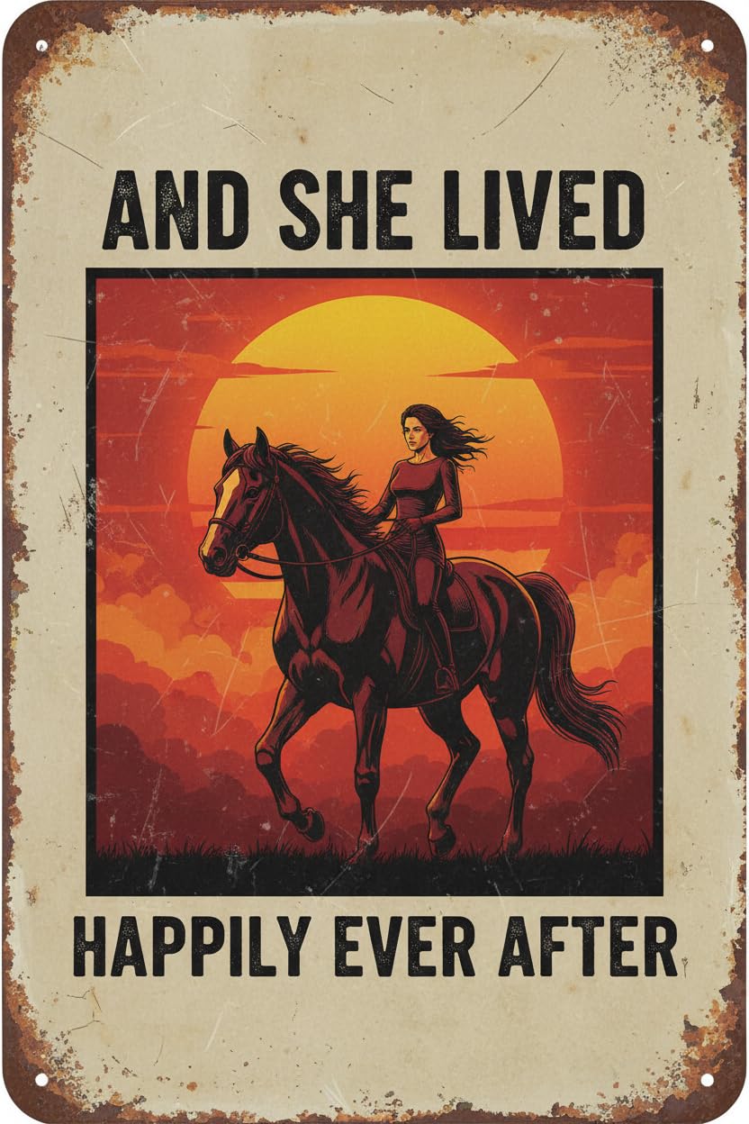 Horse Riding Happily Ever After Tin Sign, 8x12 Inch