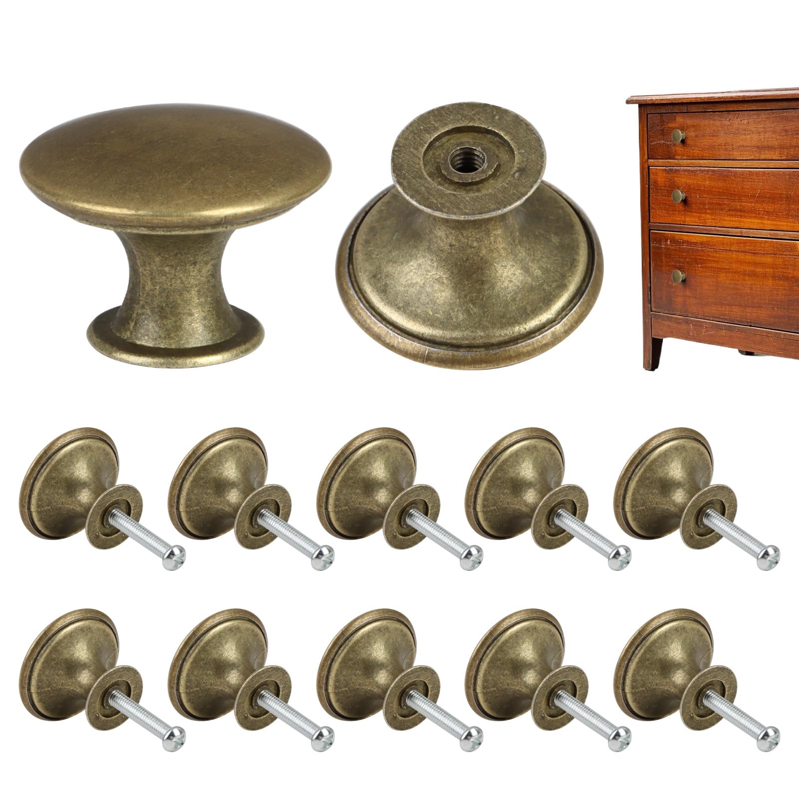 12 Maniglie Per Mobili In Bronzo Antico – Pomelli Vintage Da 30 Mm Per Cassetti, Armadi, Cucina E Bagno, Con Viti E Cacciavite Inclusi