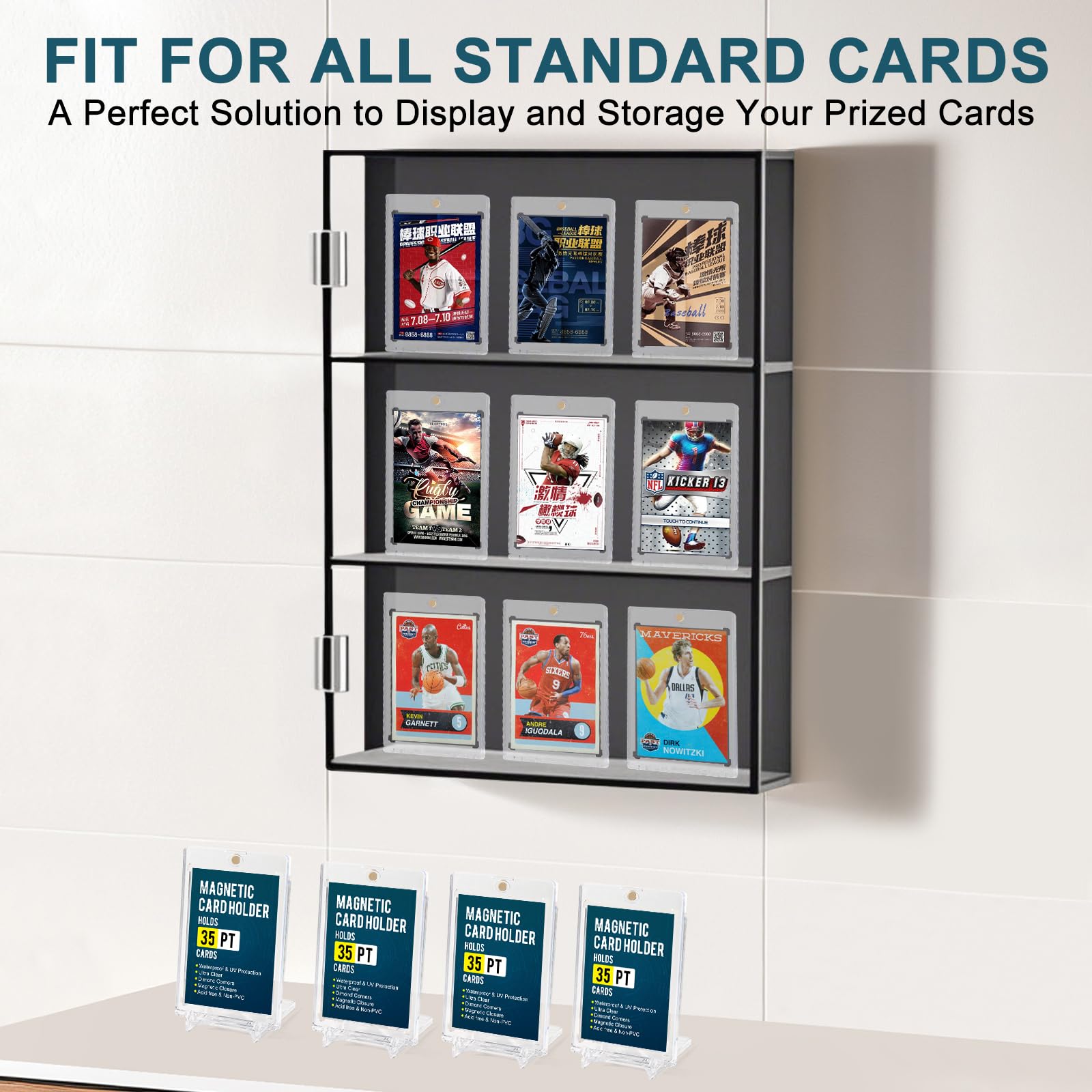Unlemoni 100-Pack Magnetic Card Holders | 35PT Hard Plastic Case For Sports Cards, MTG, Pokémon, Trading Cards