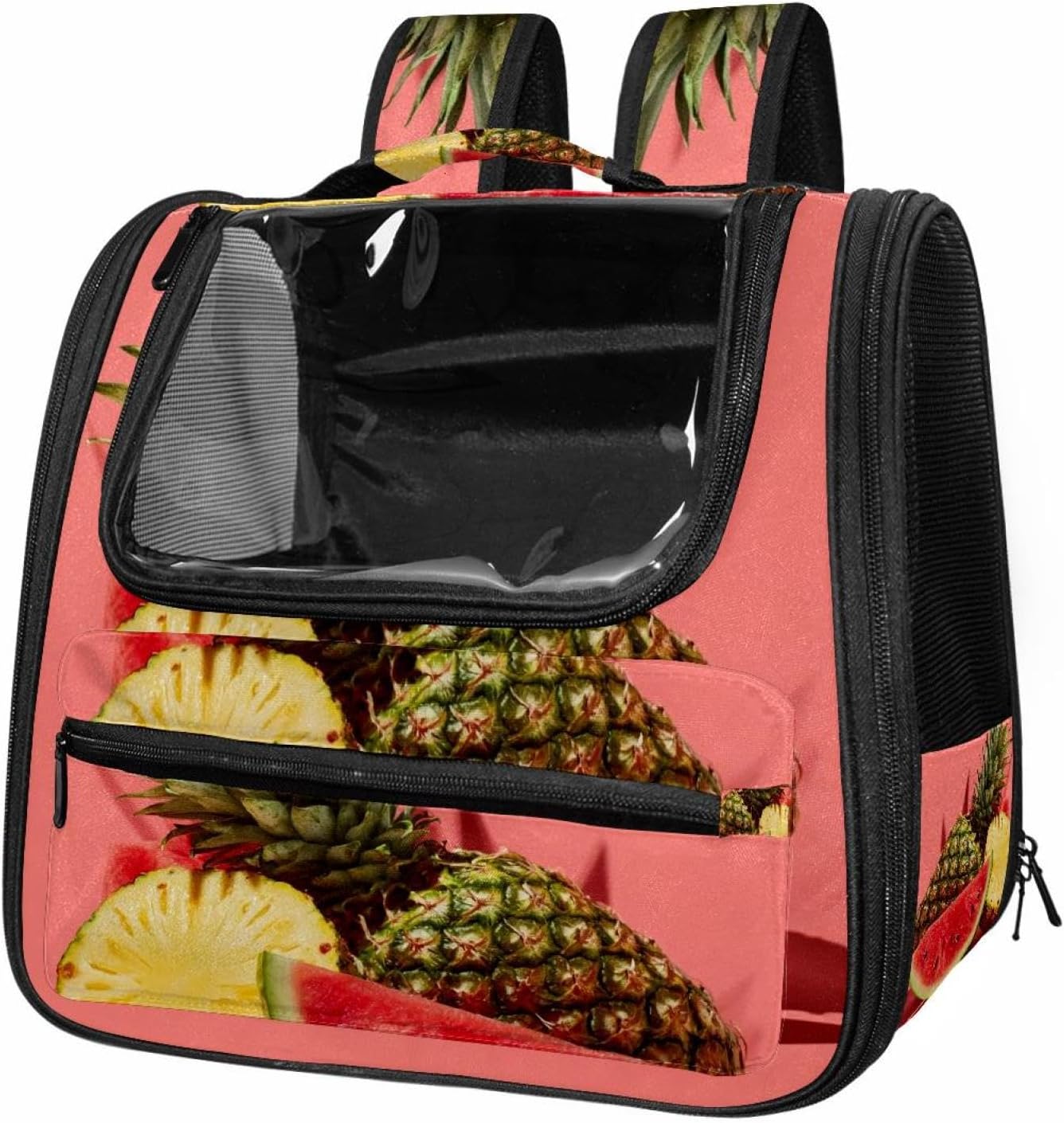 Portable Travel pet Backpack Carrier Hamster Bag Small Dog cat Carrier Breathable Hang Bag, Summer Fruit Watermelon Pineapple (1)
