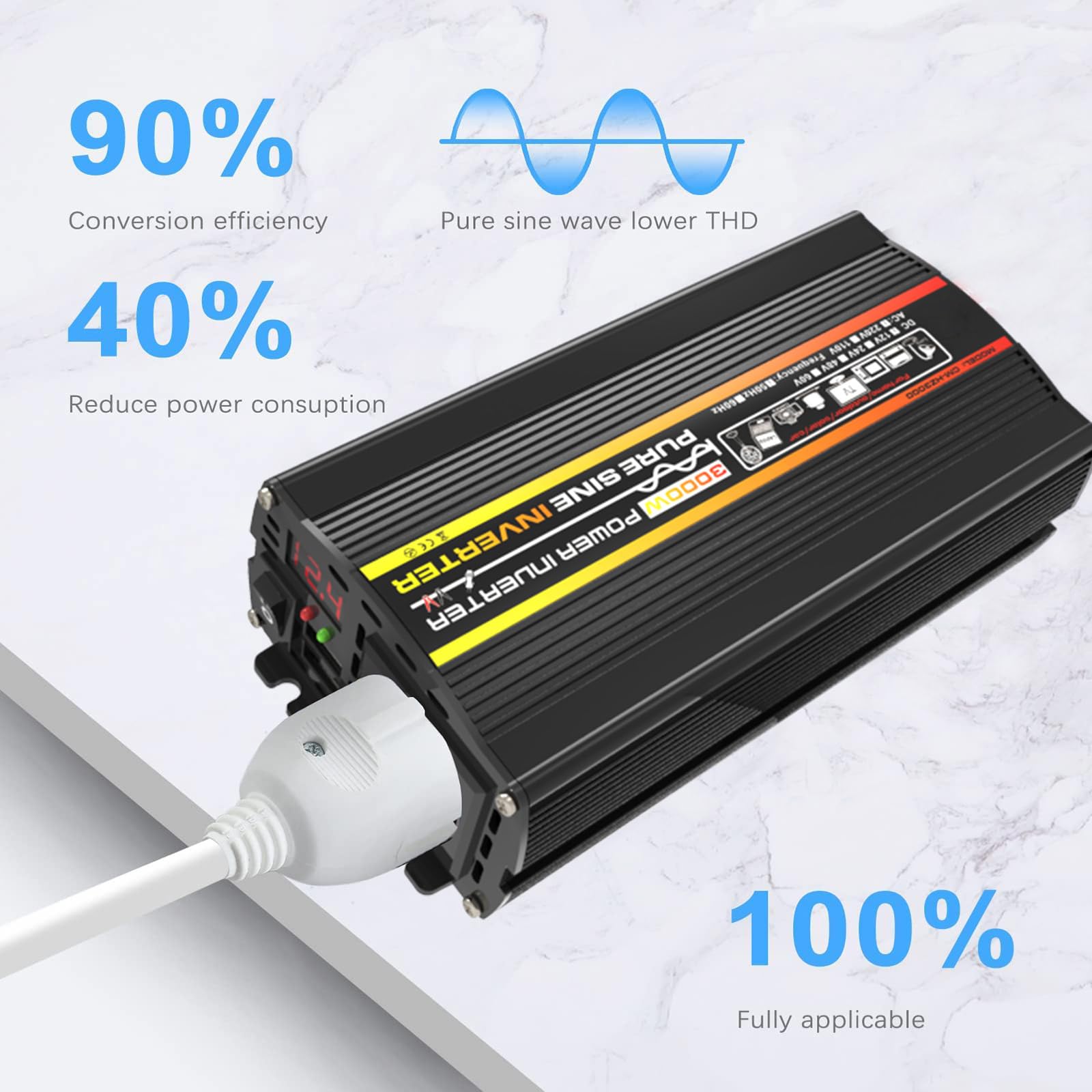 Zestaw paneli słonecznych 3000 W 12 V do użytku poza siecią, z falownikiem sinusoidalnym i panelem monokrystalicznym 18 W do kamperów i na kemping
