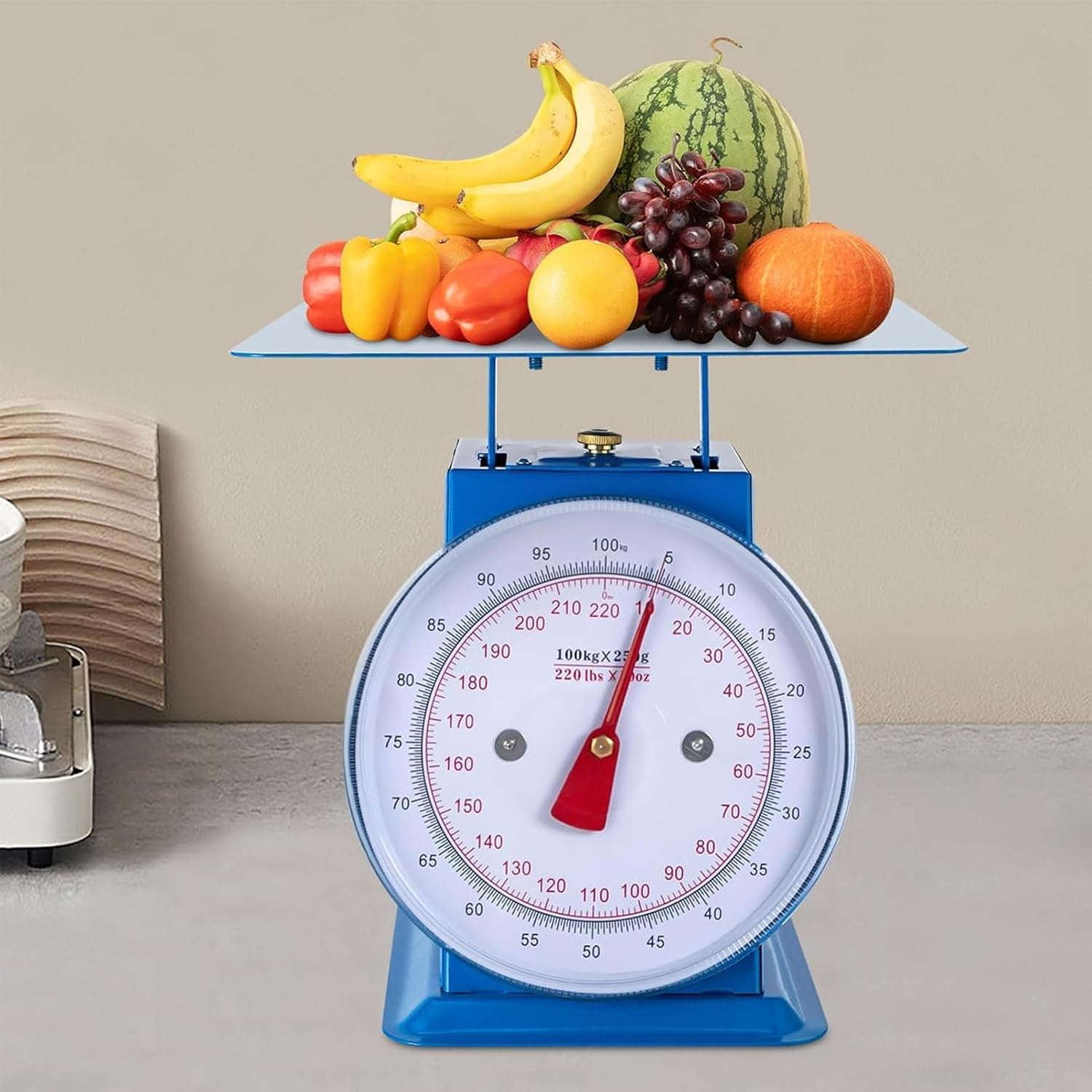 110 LBS Portion-Control Mechanical, Industrial Dial Scale with Iron Platform, Dual-Scale Dial Digital Kitchen Scales Weight