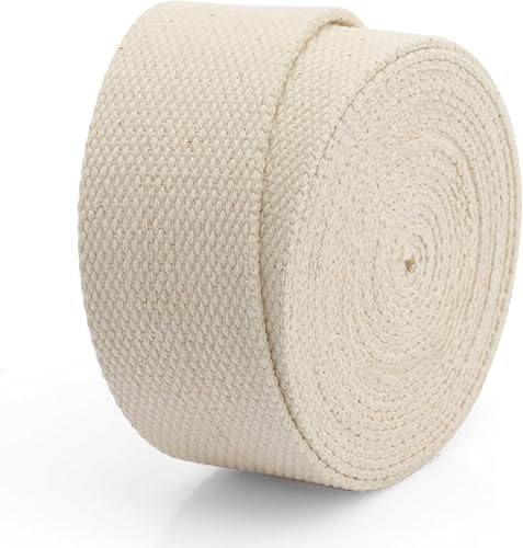 Miniatura 2 de CRAFTMEMORE Cinta de algodón natural para artes y manualidades, correa de tela para bolso, cinturón, bolsas de mano (2 pulgadas, 50 yardas)
