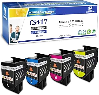 VICTORSTAR 4 Colors Compatible Toner Cartridges CS317 CX317 CS417 CX417 CS517 CX517 Standard Capacity 3000 Pages BK, 2300 Pages CMY for Lexmark Printer CS317dn CX317dn CS417dn CX417de CS517de CX517de