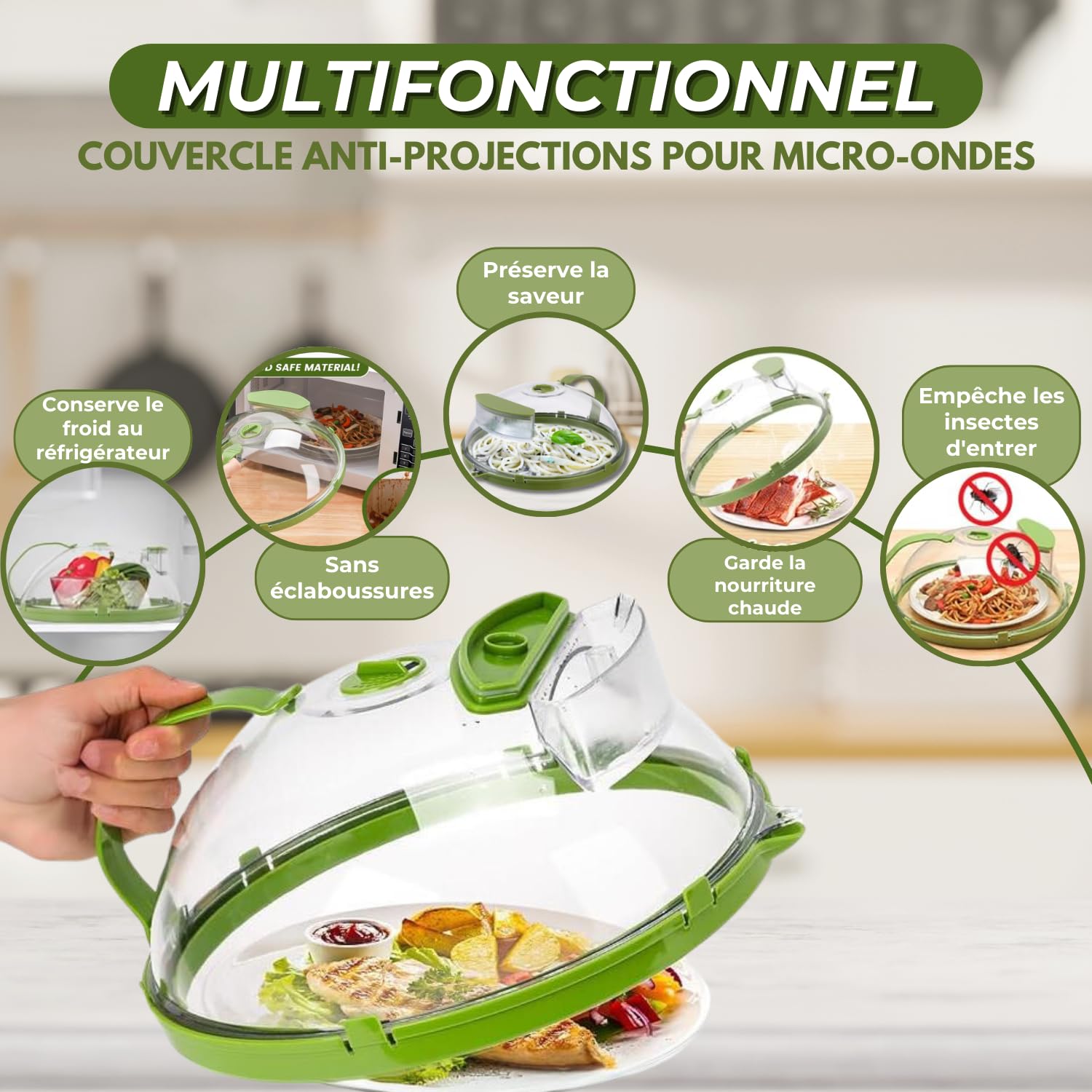 Cloche Alimentaire Pliable Anti-Mouche 12" Ou 18" - Toile De Protection Réutilisable Pour BBQ Et Pique-Nique