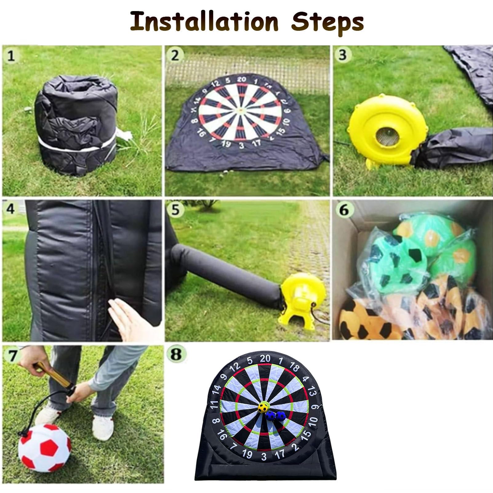 Diana de fútbol profesional para exteriores, diana inflable de alta adherencia con soplador de 370 W y 8 bolas, juego de dardos gigante para patios y fiestas, juego deportivo impermeable,4m