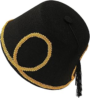 Turkish Fez Felt Hat Tassels Arabian Cap Moroccan Hat Costume Accessories for Halloween Party