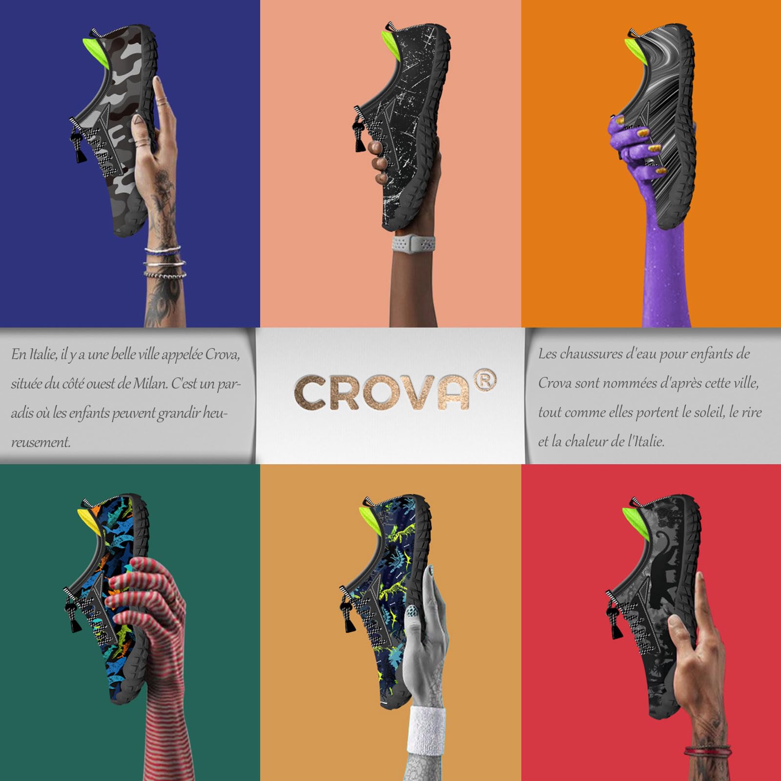 CROVA Dziecięce buty do sportów wodnych, ultralekkie, całkowicie drenażowe, szybkoschnące, do wody, wsuwane, dla chłopców, dziewcząt, maluchów