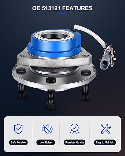 Miniatura 3 de ECCPP 513121 Buje de rodamiento de rueda delantera y conjunto de rodamientos delanterotrasero 5 lengüetas con ABS para Buick Cadillac Chevy Pontiac