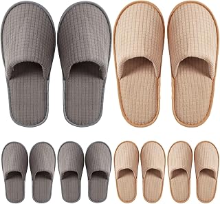 DECOUE 6 Pairs Disposable Slippers for Guest, Non Slip Spa Slides Washable Reusable House Shoes Hotel Indoor Slippers for Women Men, Home,Travel