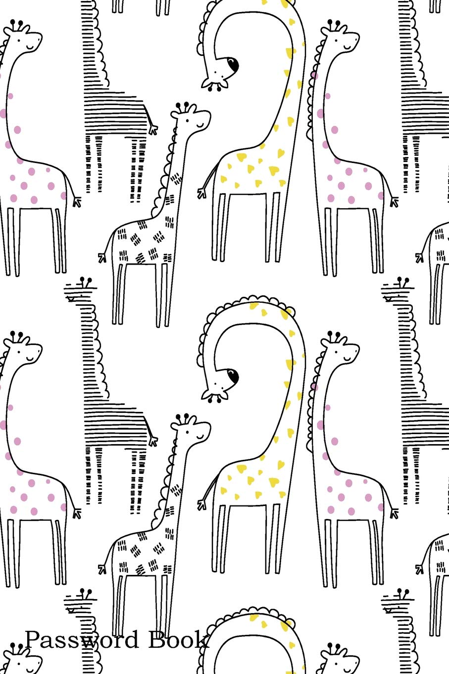 Password Book: Include Alphabetical Index With Hand Drawn Giraffe Pattern