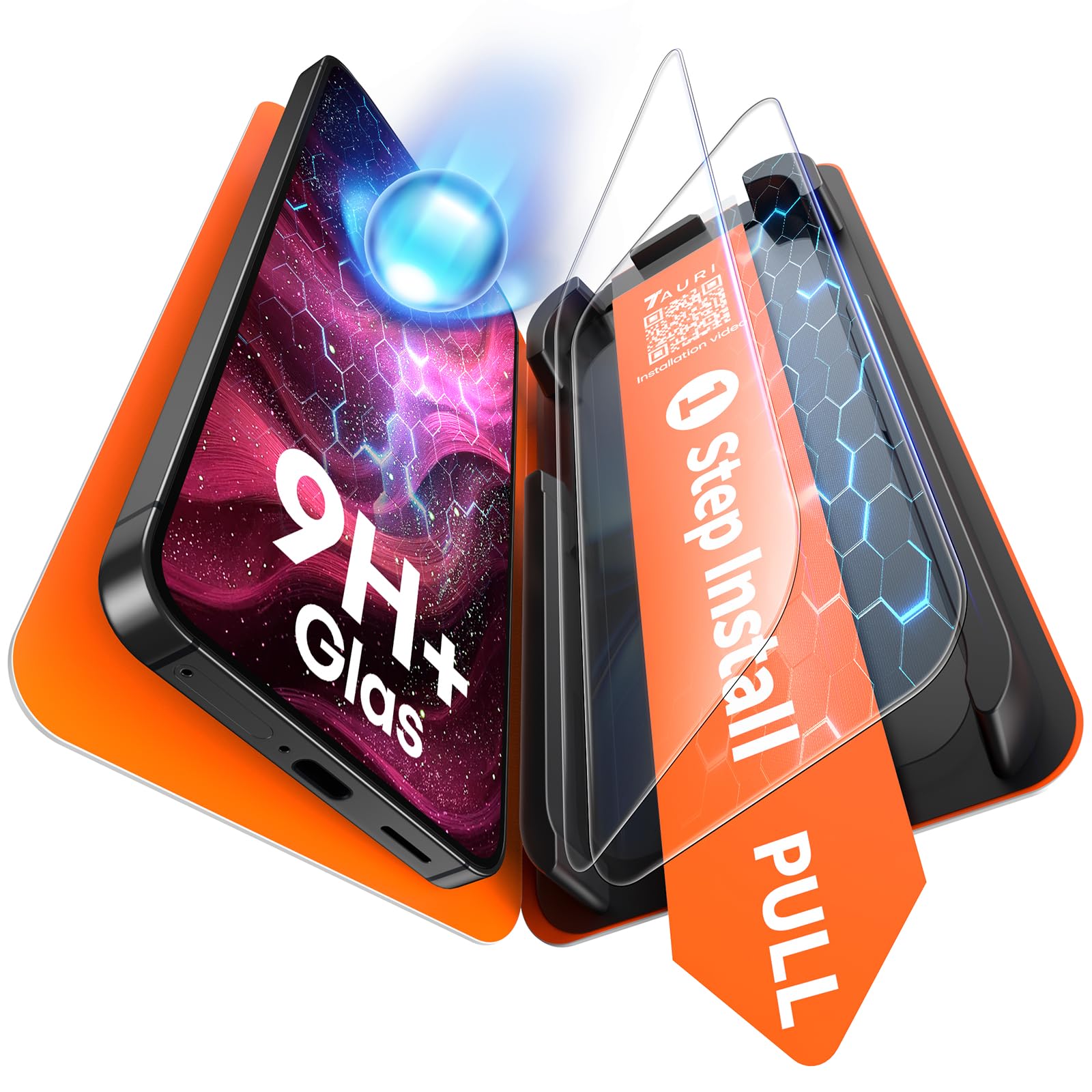 TAURI für Samsung Galaxy S26 FE Panzerglas 6,7 Zoll - 2 Stück | mit Staubfreier 1-Schritt-Installation, 9H Glas Displayschutz, Full Screen Blasenfreie-Schutzfolie, Kompatibel mit Hülle