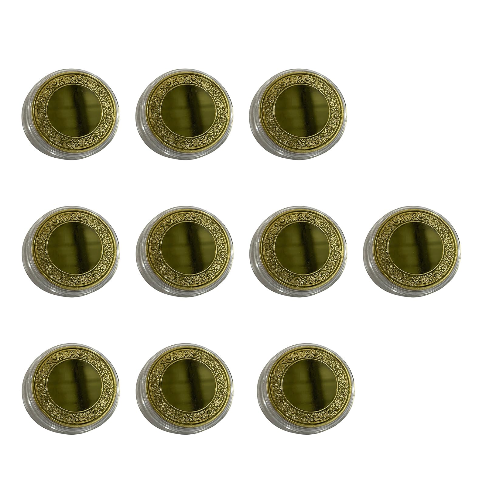 Msioytog Of 10 Blanks Engraving Coin 40mm Metal Plated Flower Edged Coin with Protective Box for Customizable Blanks Challenge