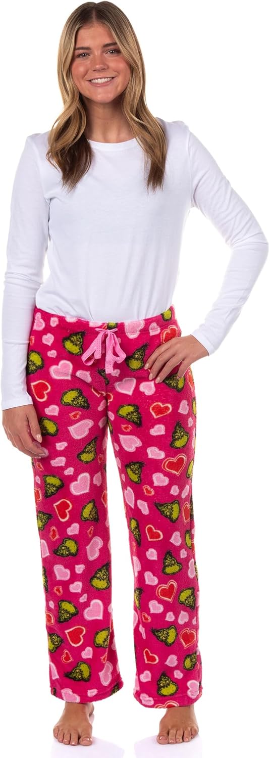 Dr. Seuss The Grinch Pajama Pants Women's Growing Hearts Lounge Bottoms Sleepwear - Image 2