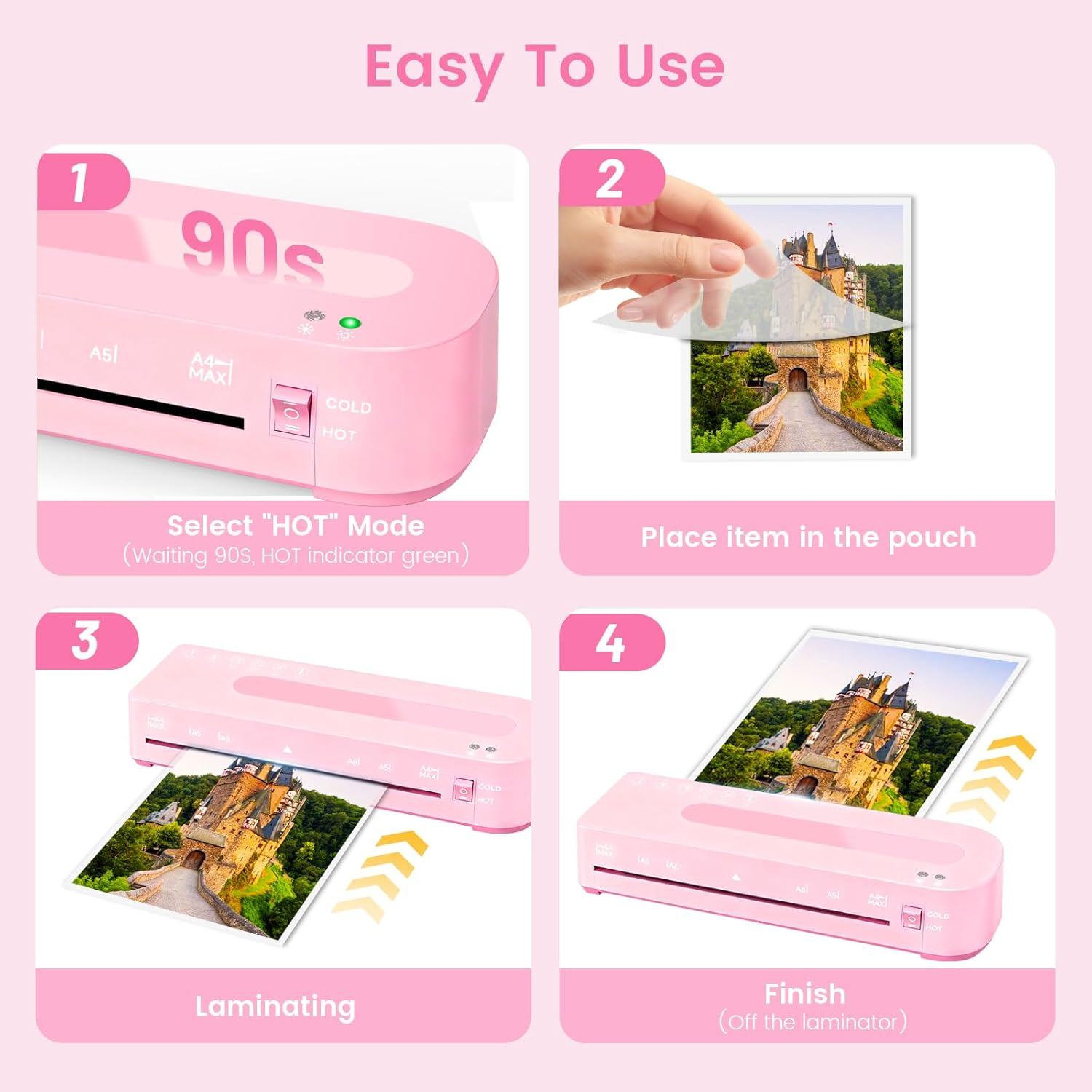 Laminator Machine with 20 Laminating Sheets, A4 Laminators Hot & Cold withTrimmer, 9 Inch Laminating Machine for Office, School, Business and Home