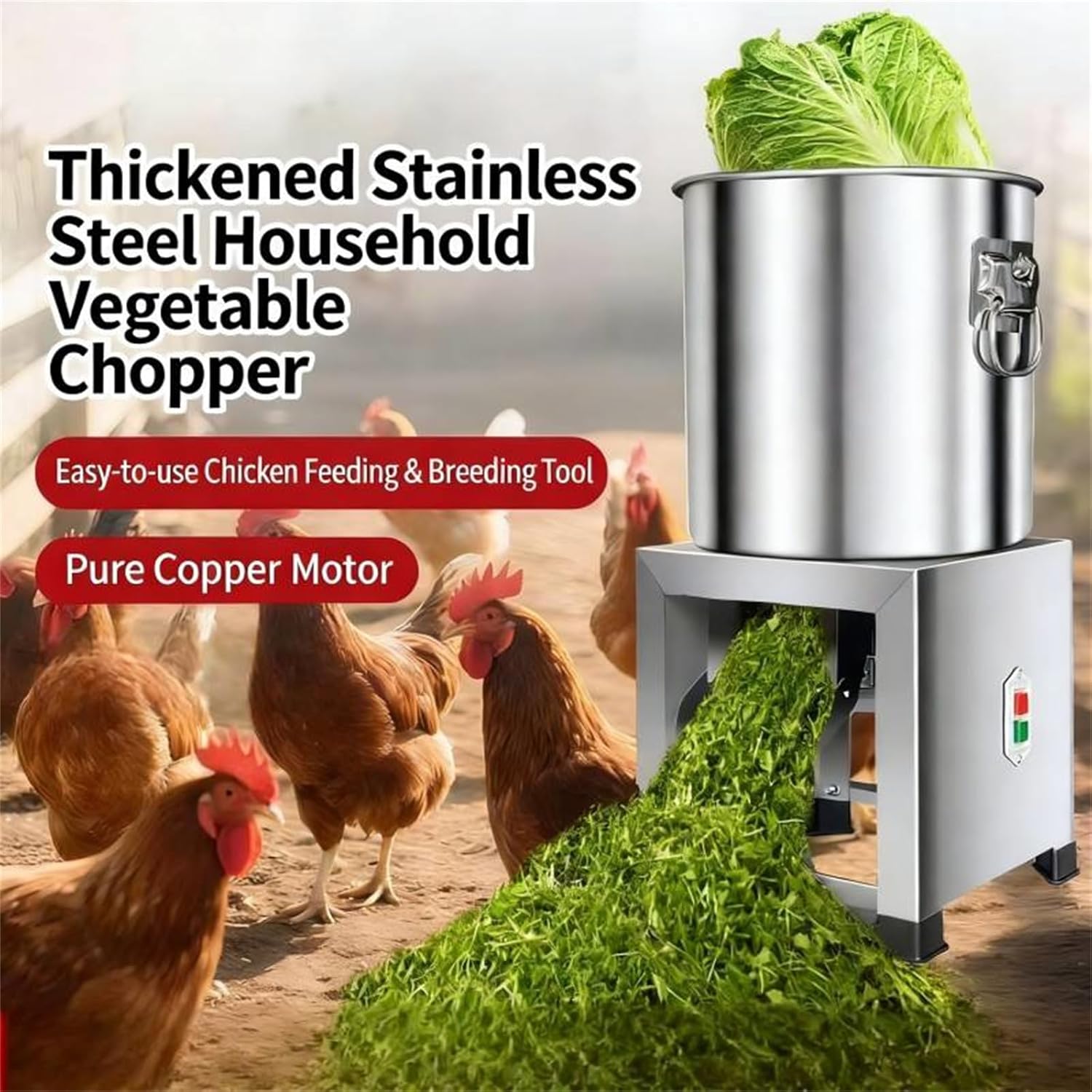 Multifunctional Poultry Feed Chopper & Grinder - Small Household Vegetable Slicer for Farms, Ranches & Home Use, Efficiently Chops & Grinds Various Ingredients