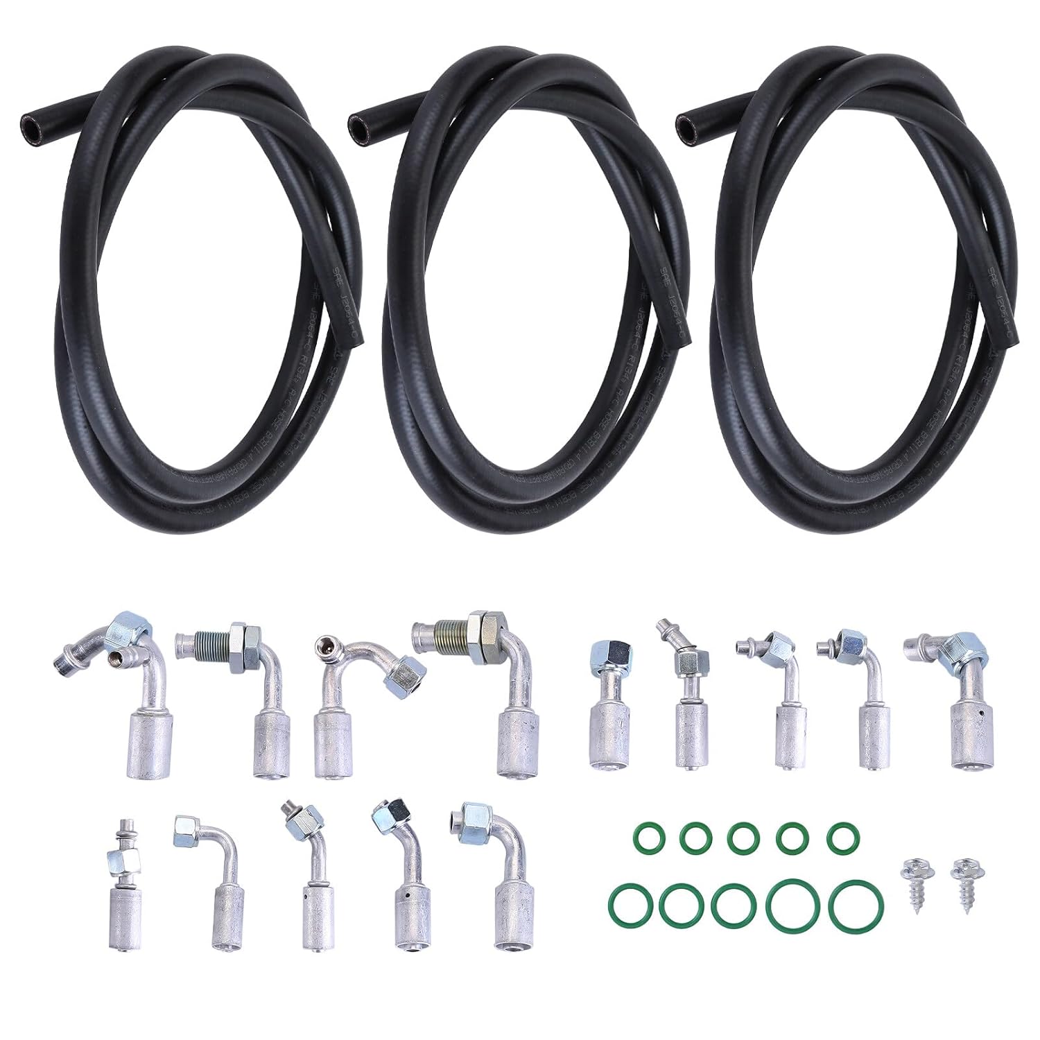 Universal Air Conditioning 6 8 10, A/C Ext Length Hose with O-Ring Fittings Kit A/C Refrigerant Discharge/Suction Hose O-Ring Kit,Oil Tube, Hose