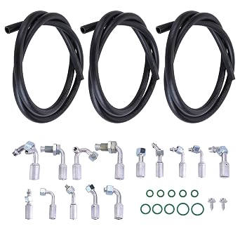 تكييف هواء عالمي 6 8 10 ، خرطوم طول A / C مع مجموعة تركيبات O-Ring A / C تفريغ المبردات / خرطوم المزاد O-Ring Kit ، أنبوب الزيت ، خرطوم