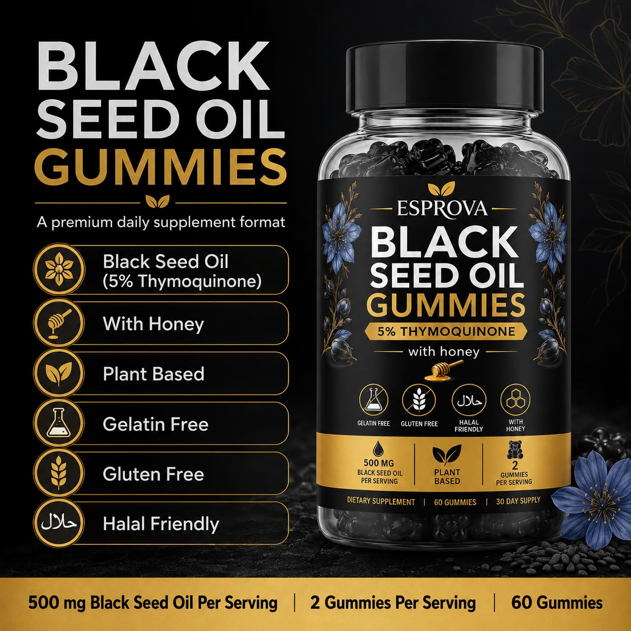Black Seed Oil Gummies，60 Gummies — Amazon image 4