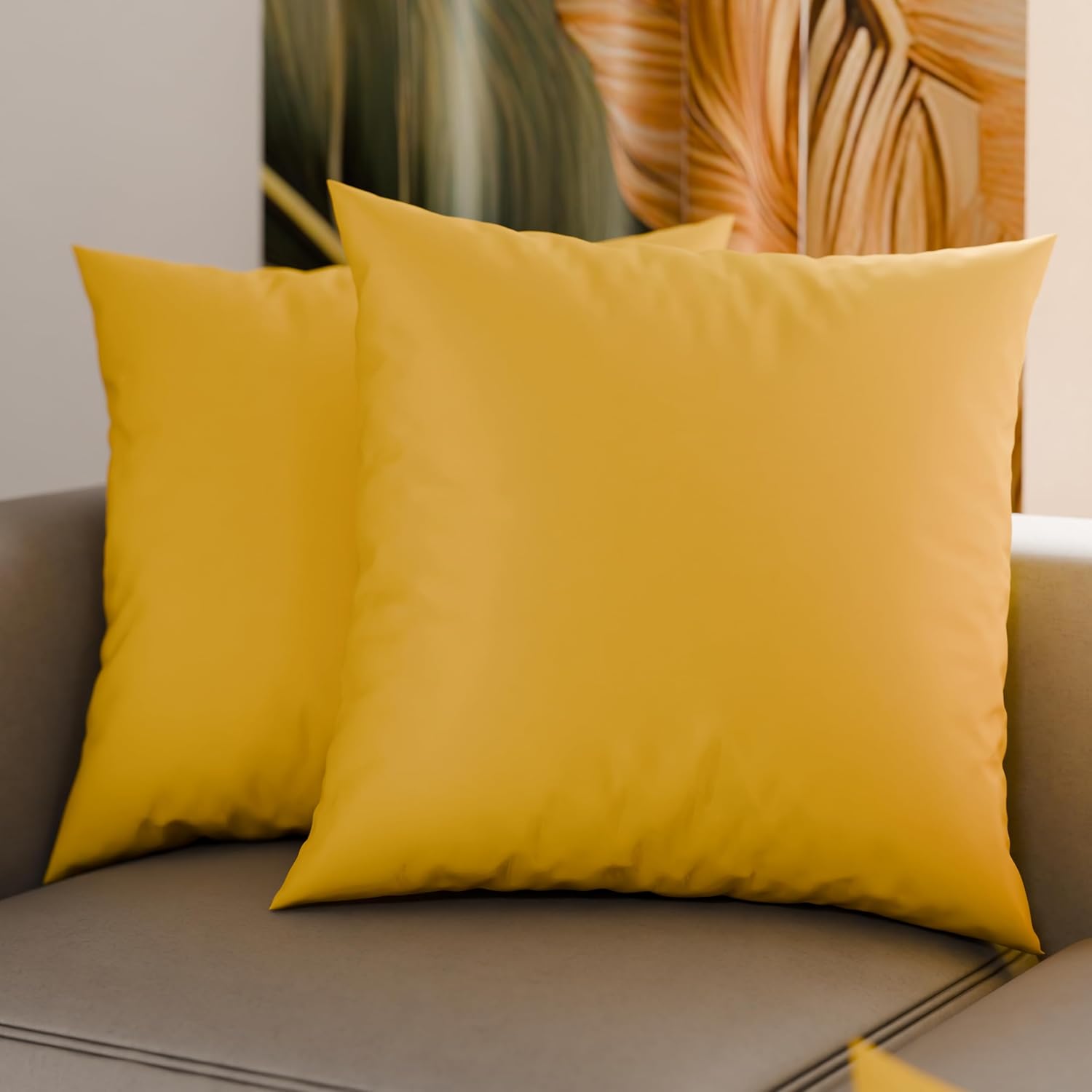 PETTI Artigiani Italiani - Pair of Pillow Cases 35 x 35 cm in Microfibre, Pillows for Bedroom Furniture, Sofa, Set of 2 Cushion Covers, Plain Cream Pillowcase, 100% Made in Italy