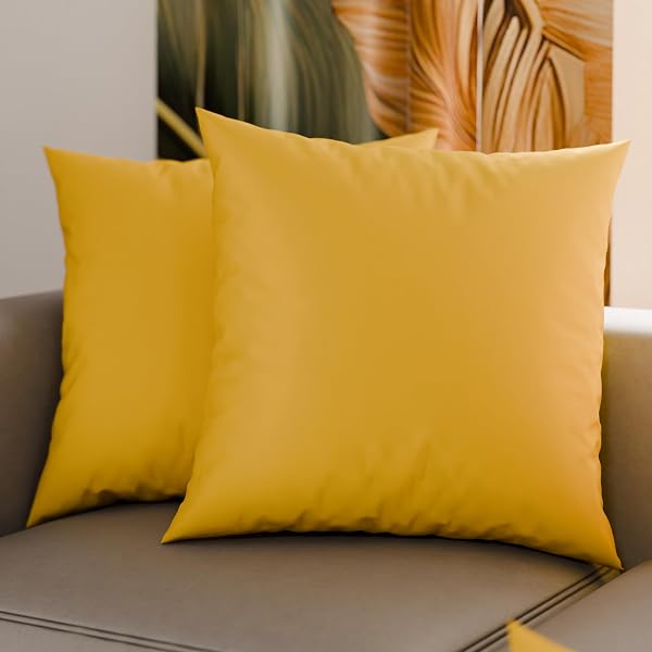 PETTI Artigiani Italiani - Coppia di Federe Cuscino 40x40 cm in Microfibra, Cuscini Arredo Camera da Letto, Divano, Set 2 Fodere Copricuscino, Federa Tinta Unita Giallo, 100% Made in Italy - 1