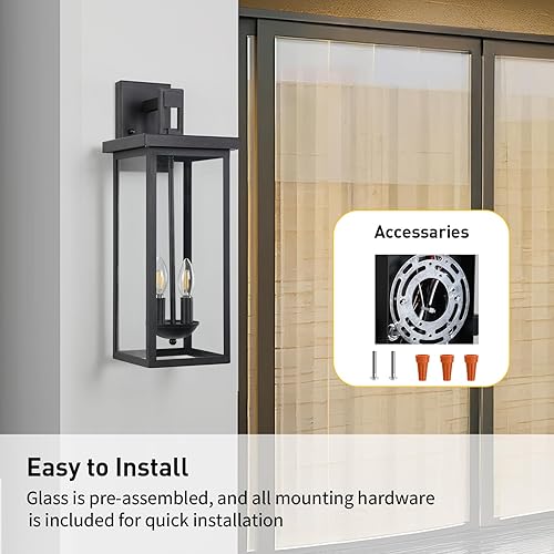 Miniatura 44 de tewei Luces de pared de gran tamaño para exteriores del atardecer al amanecer, accesorios de iluminación exterior negro mate, modernas luces