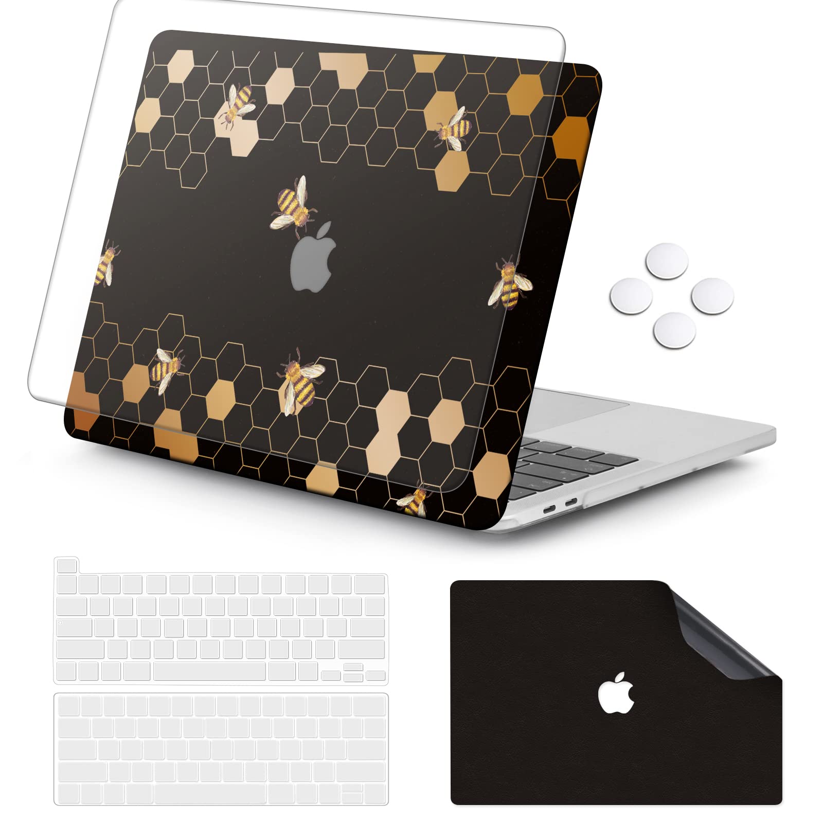 iCasso Compatible with MacBook Pro 13 inch Case 2022 2021 2020-2016 Release A2338M1/A2251/A2289/A1706/A1708, Laptop Case & Keyboard Cover & Screen Protector Only for MacBook Pro 13''-Honeycomb