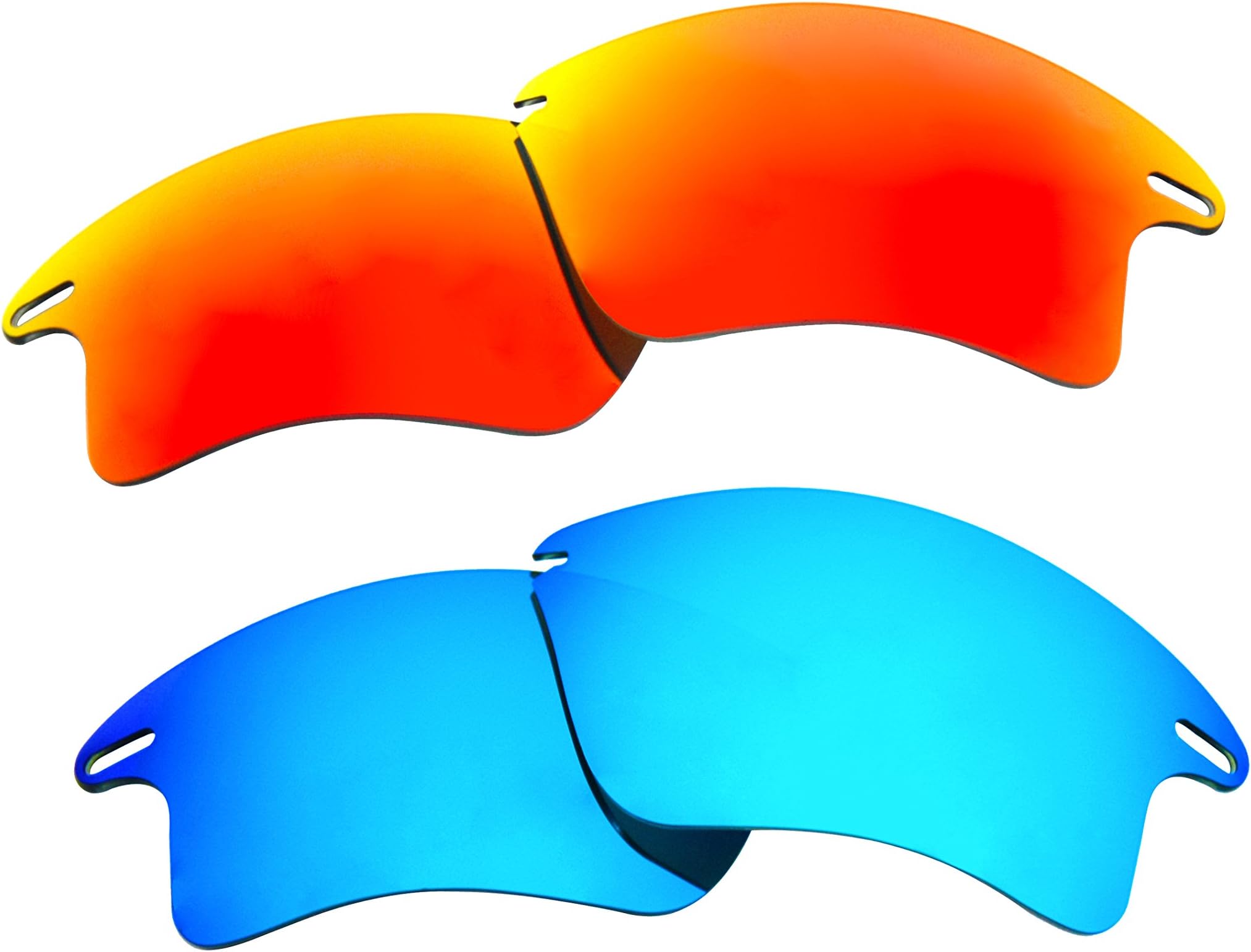 2 Pairs Polarized Replacement Sunglasses Lenses for Oakley Fast Jacket XL with UV Protection(Ice Blue and Fire Red Mirror)