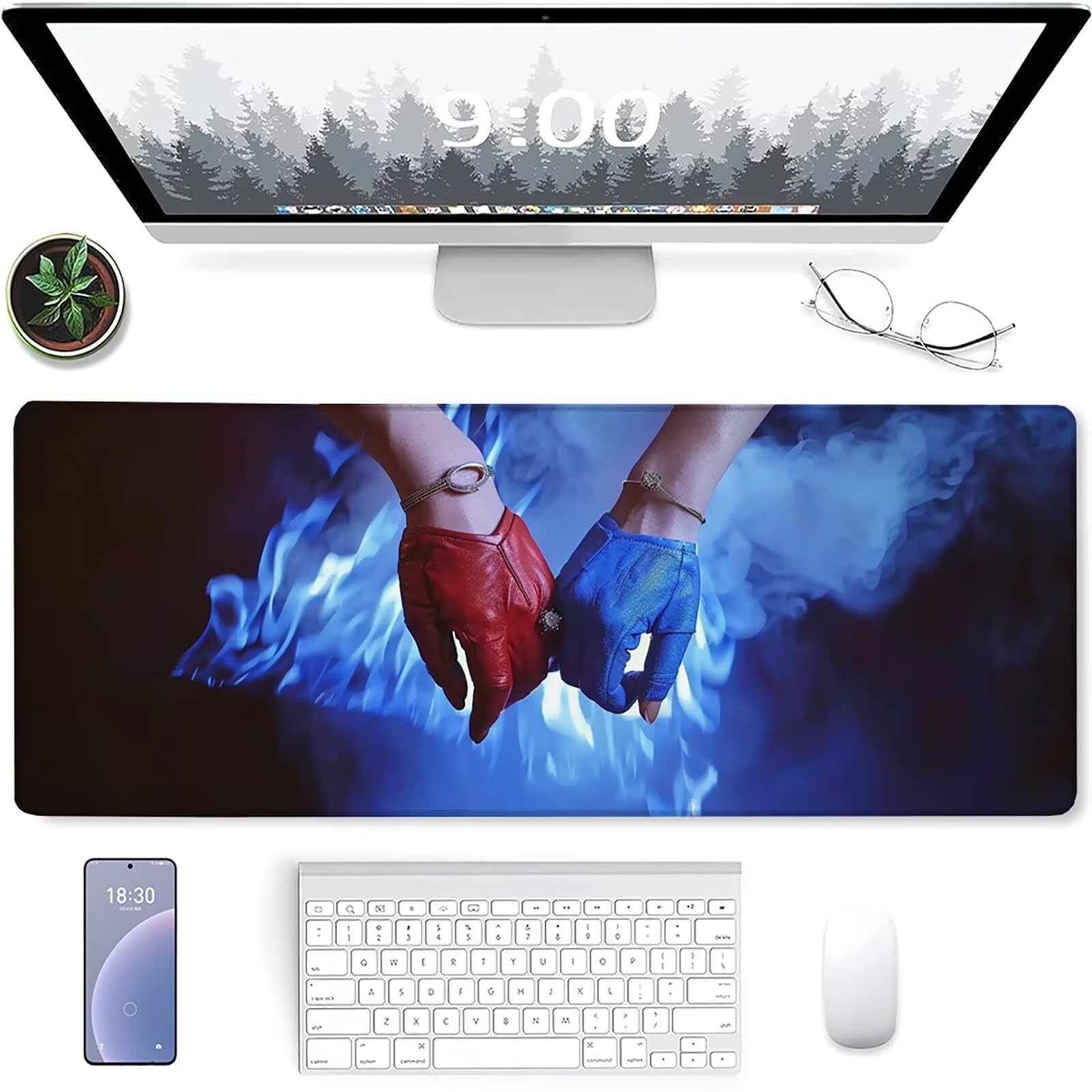 Gaming Mouse Pad(1200x600x3mm) Extended Large Mouse Mat Desk Pad With Precision Locked Edges Non-Slip Rubber Base For Office Gamer Home 48x24x0.12 Inch - Pond Fish Cartoon - View #6