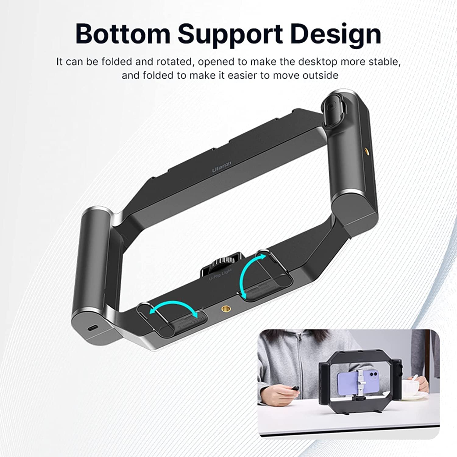 Ulanzi U-Rig Smartphone Video Rig con Luz, Estabilizador de Teléfono Móvil y Cámara SLR para Smartphones de 4-7 Pulgadas
