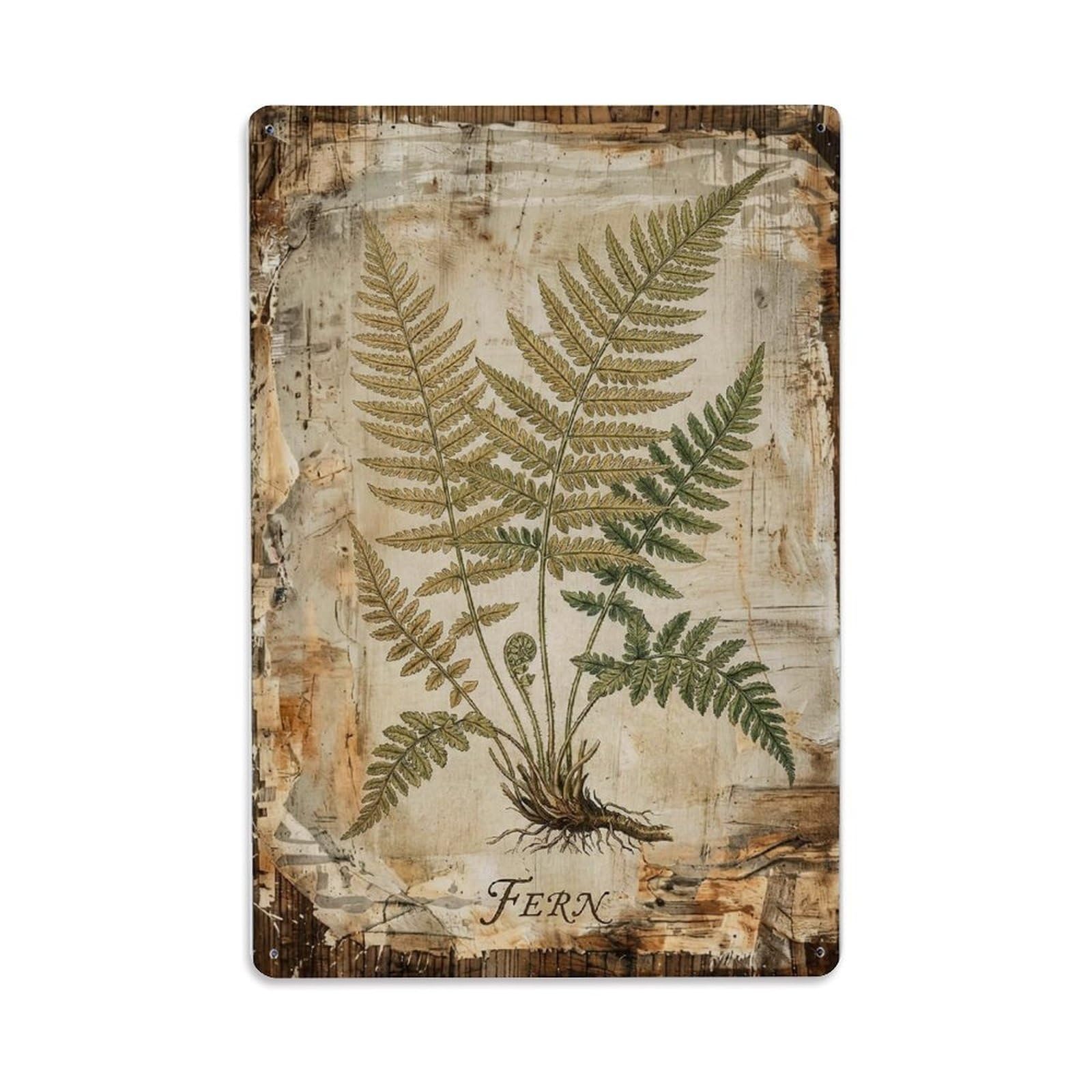 Fern Botanical Vintage Metal Tin Sign Plaque Wall Decor for Cafe, Club, Garden Metal Poster 8x12Inch