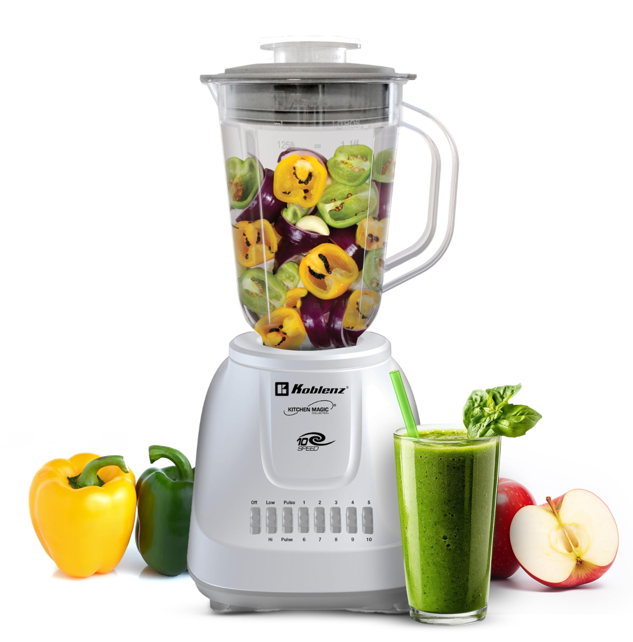 1.25-Liter Kitchen Magic Collection 10 Speed and 2 Pulses Plastic Jar Blender