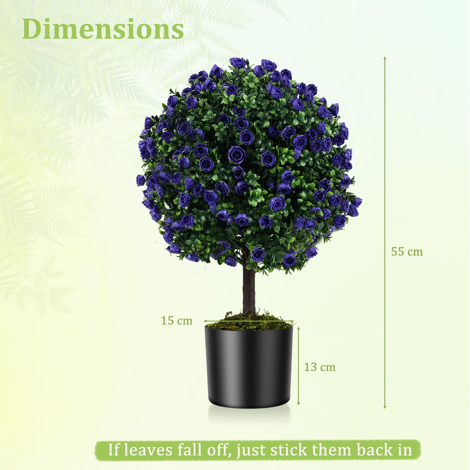 GIANTEX Set di 2 alberi di bosso con rose viola, piante artificiali in vaso con palline di cespugli di bosso, protezione solare, piante ornamentali per ingresso, soggiorno, balcone