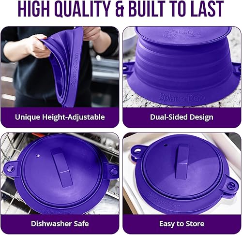 Miniatura 4 de SplatterDom - Protector contra salpicaduras para ollas y sartenes de 8 y 10 pulgadas (20 y 9.8 in), plegable, ajustable, reversible, apto para
