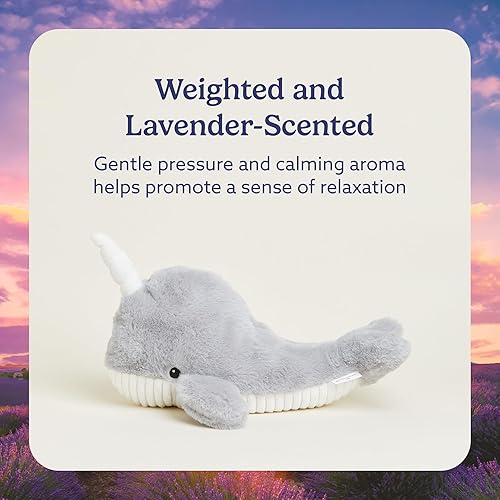 Miniatura 3 de warmies Animales de peluche con peso y aptos para microondas, Narwhal, peluche térmico para calidez y comodidad, bonitos juguetes de felpa suave