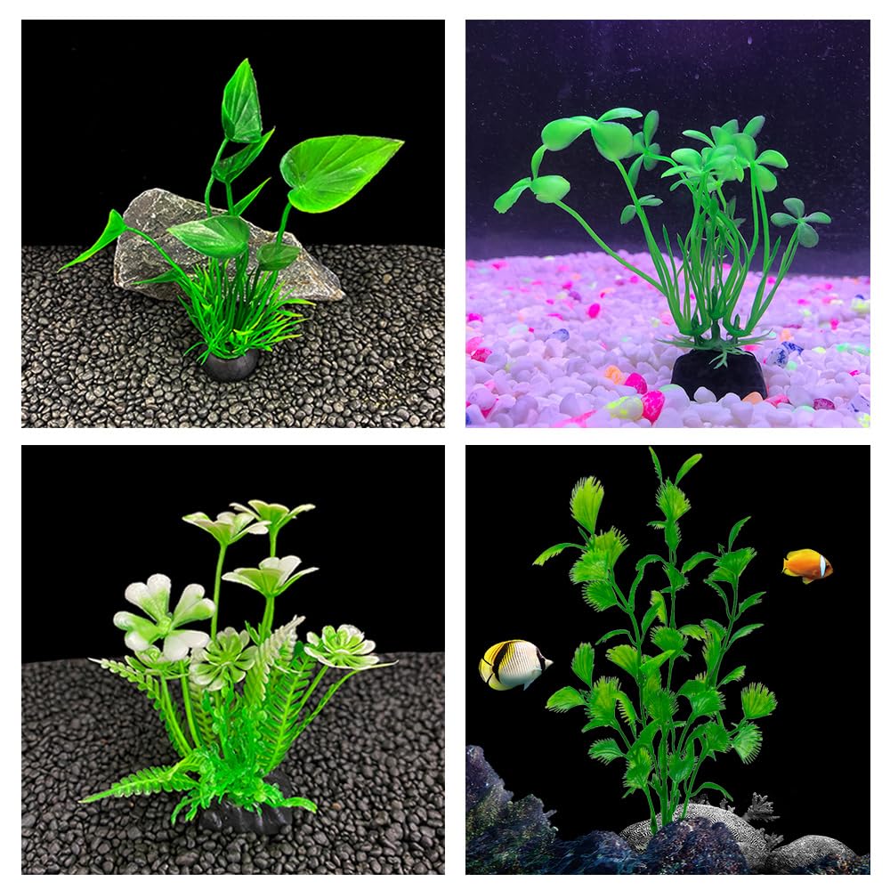 Künstliche Aquarium-Pflanzen Set – 16 Bunte Deko-Pflanzen Aus Weichem PVC, Für Süß- Und Salzwasser