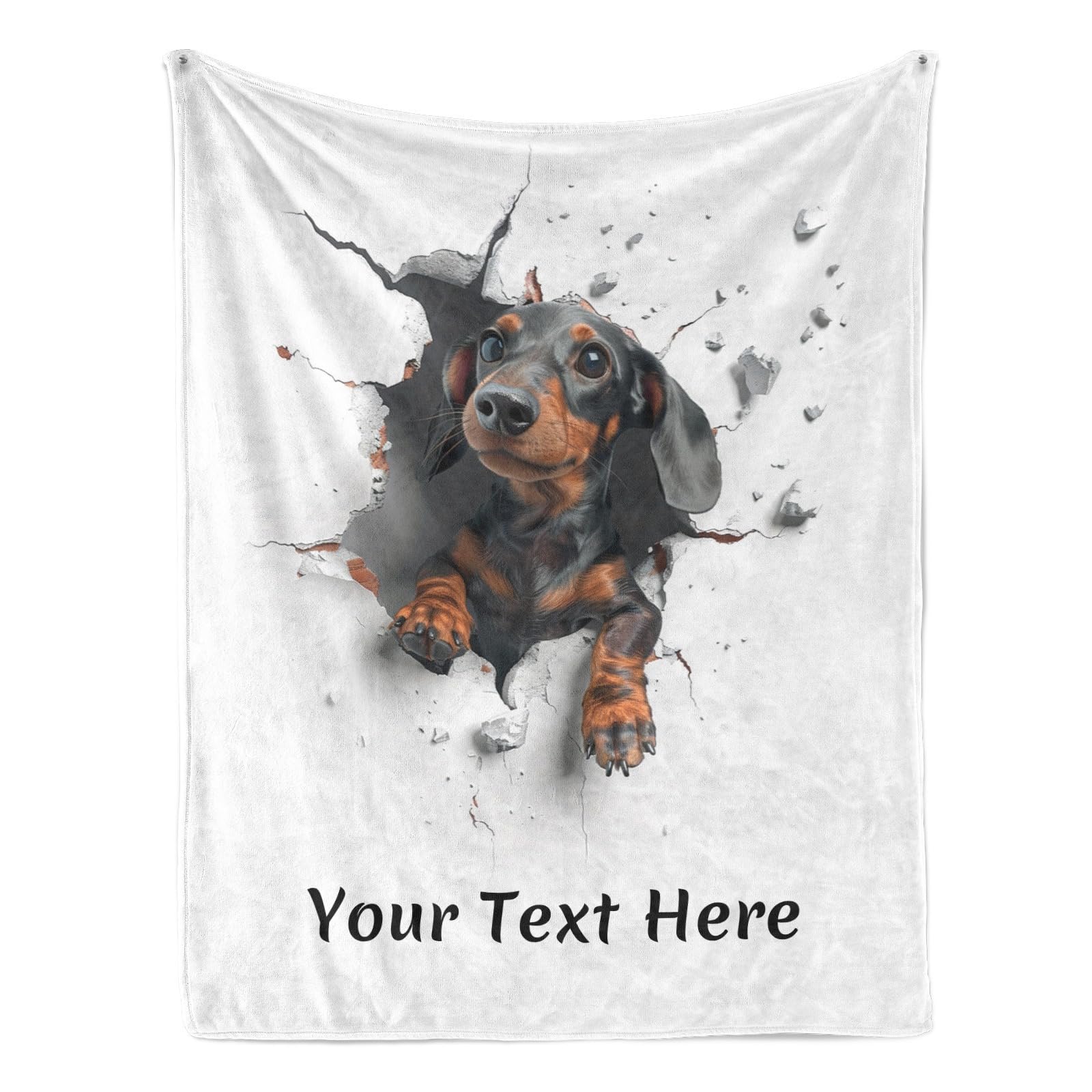 Manta personalizable con diseño de perro salchicha, añade tu texto o nombre, suave, cálida y acogedora, regalo para ella, él, perro, mamá, papá
