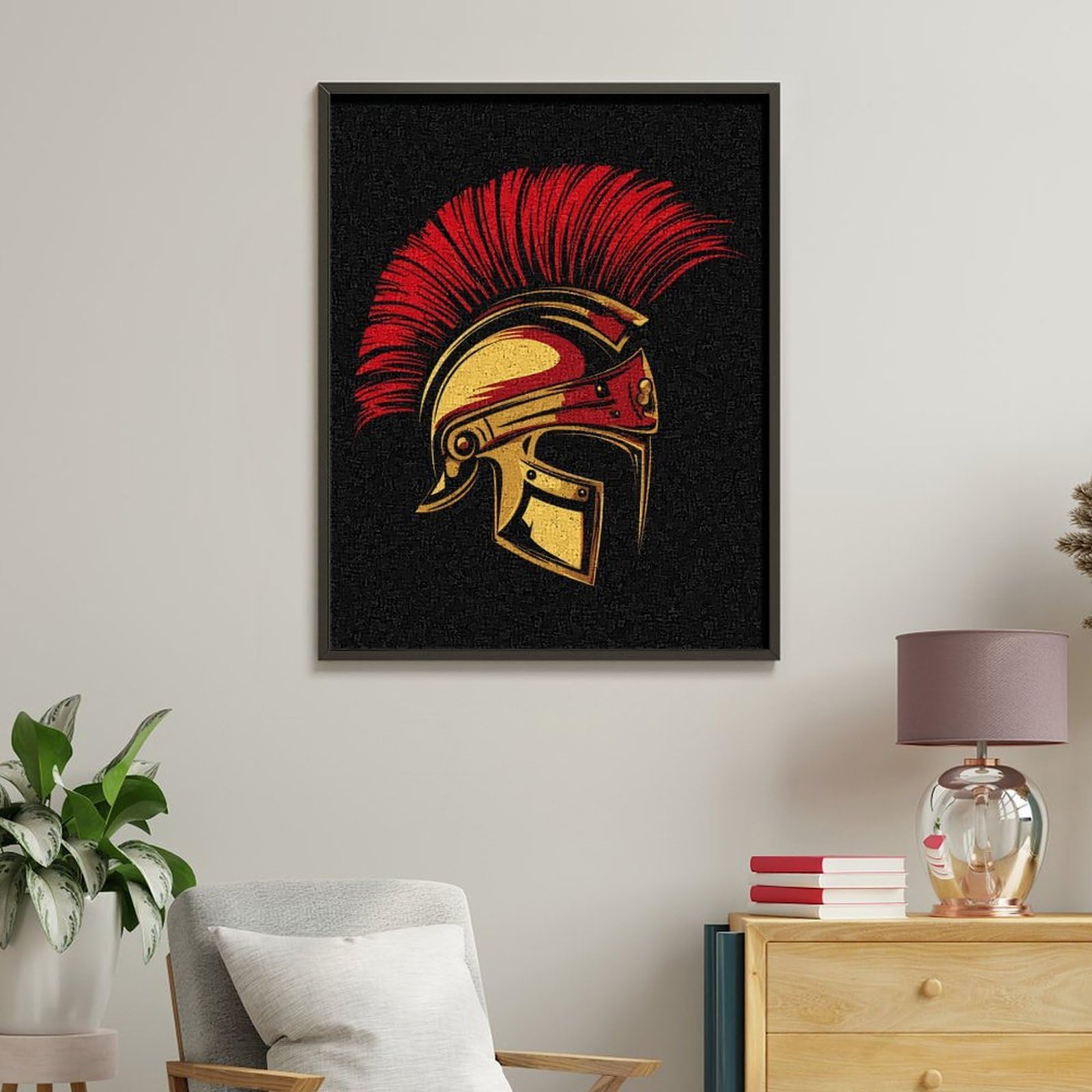 Lustiges Malen nach Zahlen für Erwachsene, Motiv: Spartaner-Helm, vertikal, Baumwolle, digitales Ölgemälde, Heimdekoration, Geschenk, 75 x 60 cm
