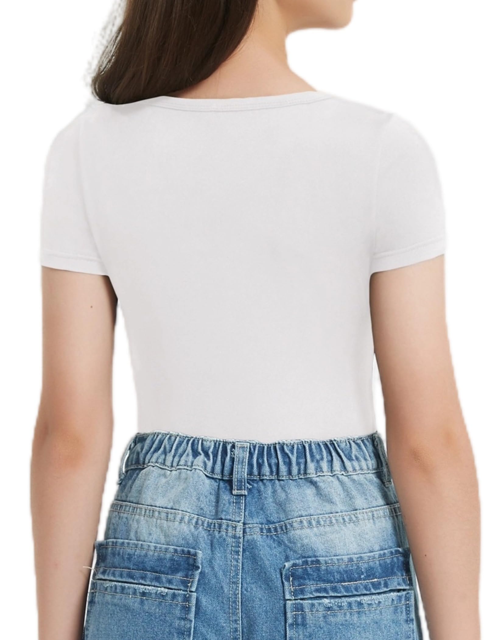 EXARUS Body da ragazza a maniche corte casual con scollo rotondo maglietta per bambini a tinta unita 8-14 anni