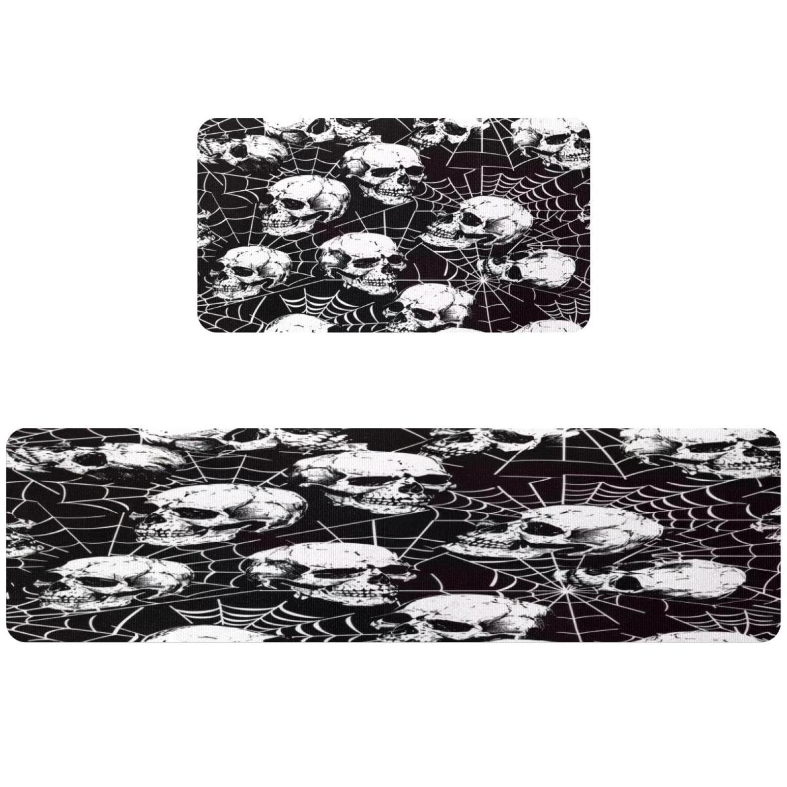 Tapete de cocina antideslizante y lavable VAPOKF con diseño de calavera