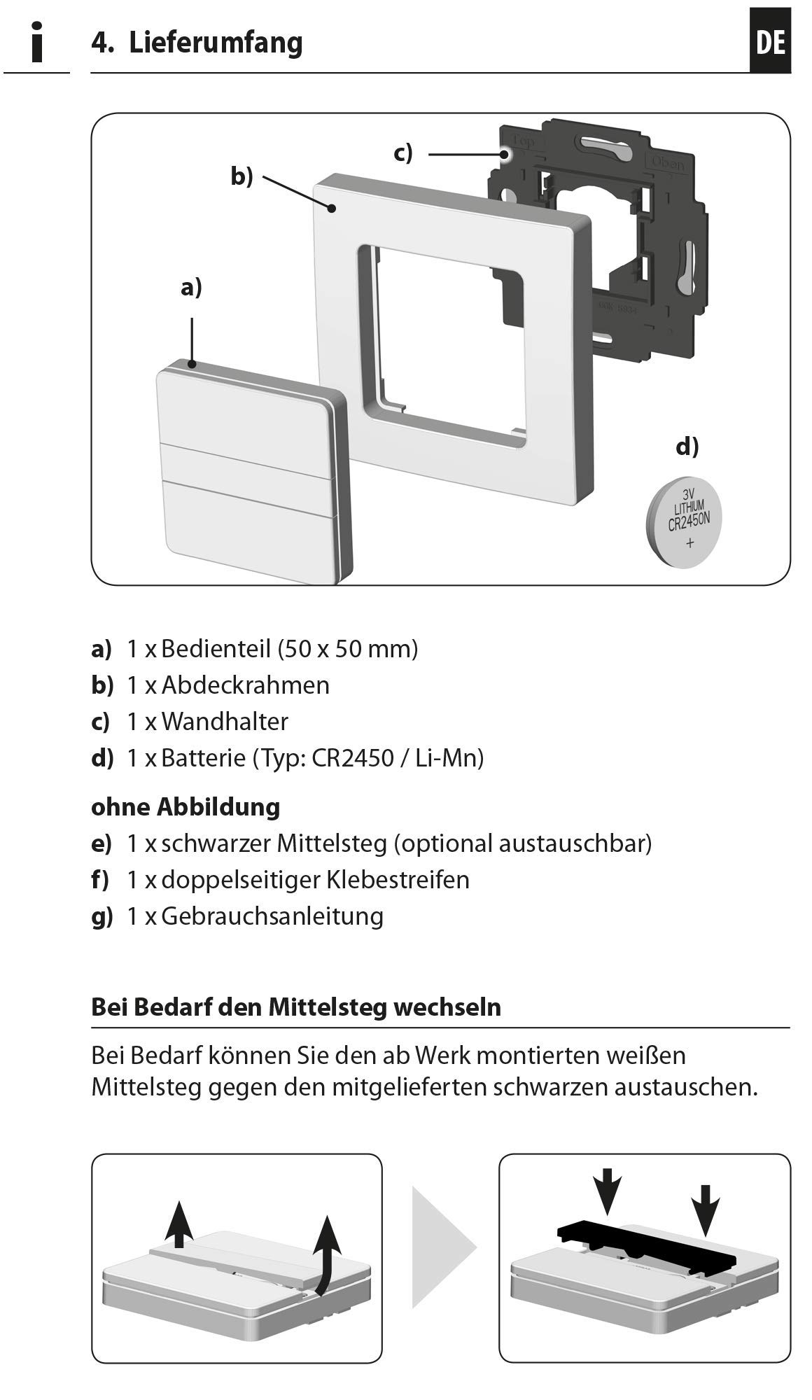 Rademacher 2-drożny bezprzewodowy przycisk ścienny (1-kanałowy) do urządzeń Smart Home DuoFar - natynkowy, z baterią, wraz z ramką (9494-3, 32501973)