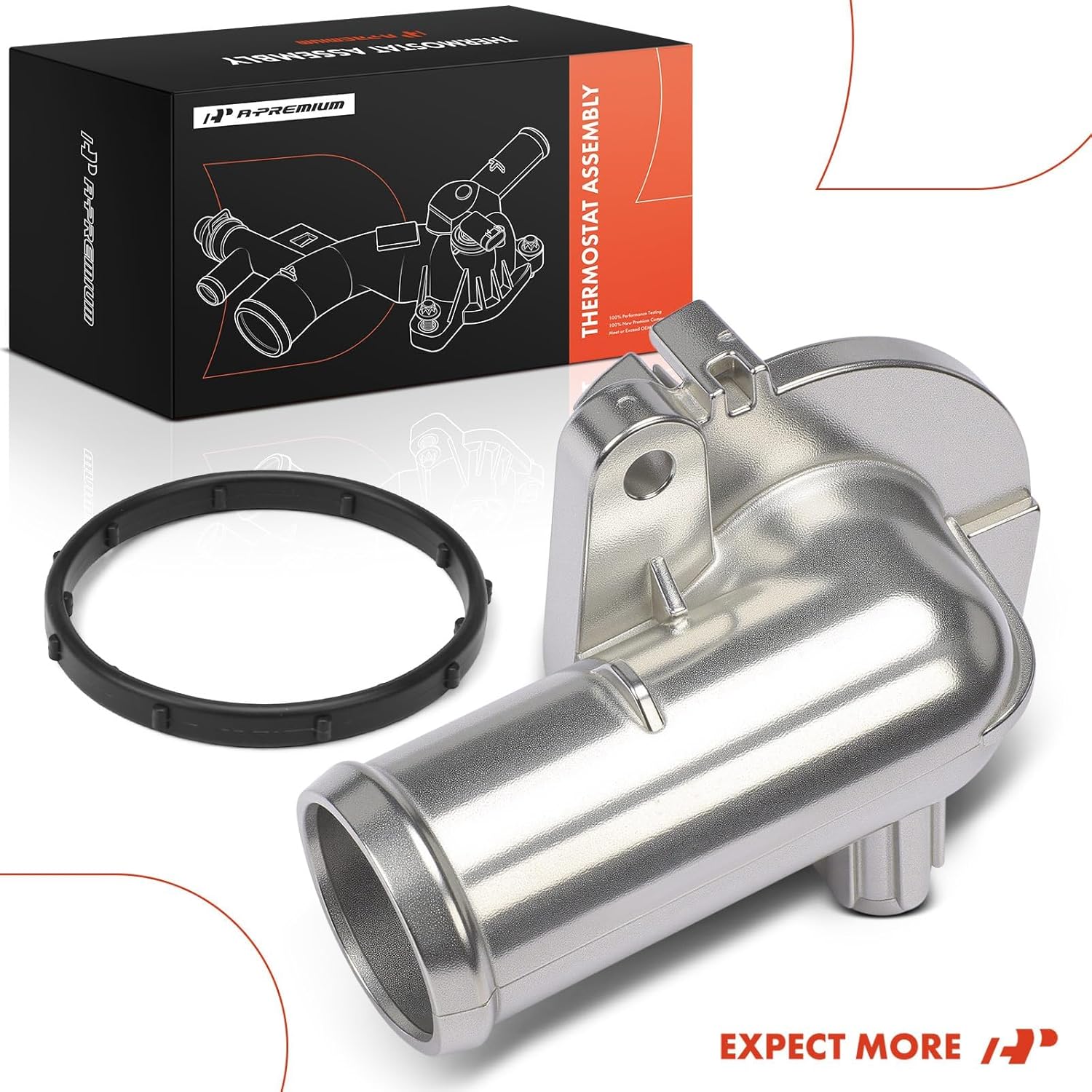 A-Premium Upgrade Aluminium Engine Thermostat Housing Assembly with O-ring Compatible with Jeep Cherokee 2014-2022 & Dodge Grand Caravan 2011-2020, Journey, Avenger & Chrysler 200 & Ram & Volkswagen