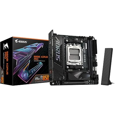 GIGABYTE B850I AORUS PRO AMD AM5 Mini-ITX Motherboard, Support AMD Ryzen 9000/8000/7000 Series, DDR5, 8+2+1 Power Phase, 2X M.2, PCIe 5.0, USB-C, WIFI7, 2.5GbE LAN, EZ-Latch, 5-Year Warranty