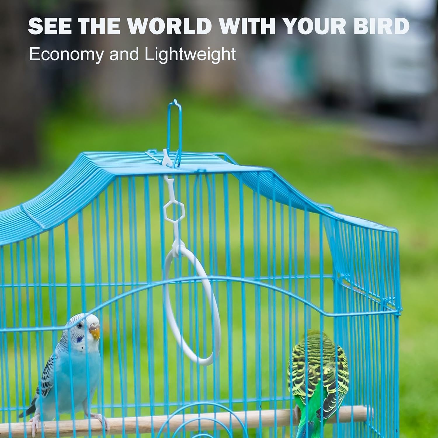 Artykuły Dla zwierząt Ptaki Podróżna Klatka Dla Ptaków Przystawka Dla Małych Ptaków Dla Papug Lovebirds Parrotlets Zięby Kanarki Wyjmowana Plastikowa Taca Klatka Dla Papug(Blue)