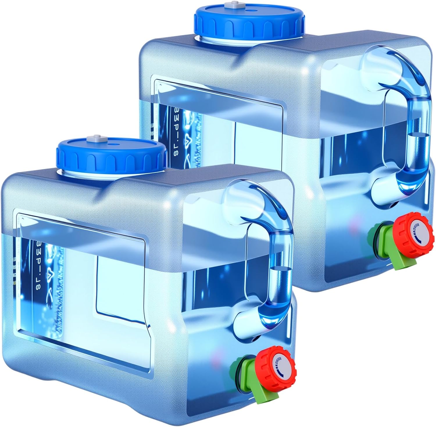 2 Pack 1.7 Gallon Water Container with Spigot Portable Water Tank for Camping No Leakage Watering Dispenser Jug with Tap for Road Trips Outdoor Hiking Emergency Storage Vehicle Picnic Home