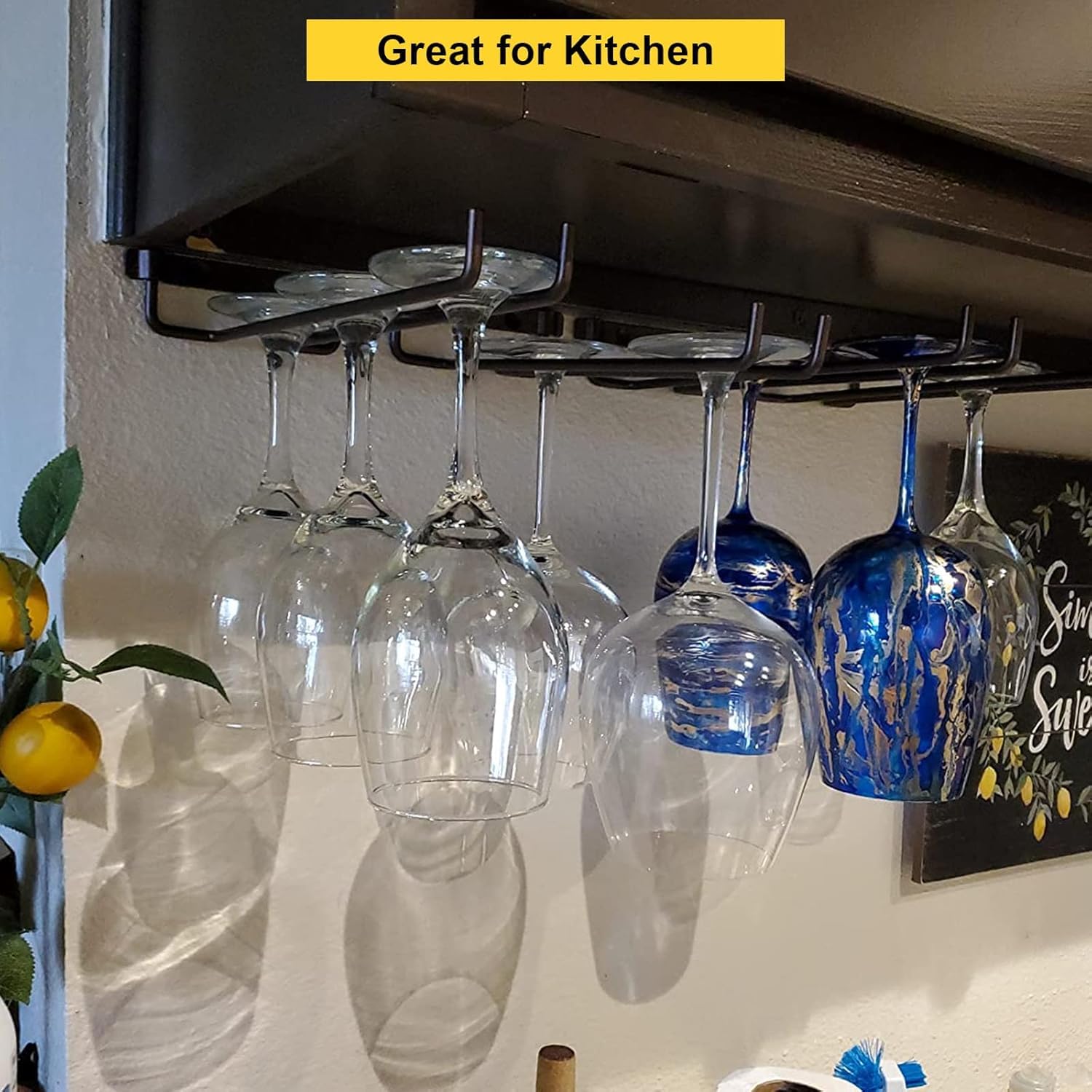 Genérico Elegante botellero de Pared para Vino, Soporte para Copas de Vino bajo el Estante y Almacenamiento Colgante para Bar y Cocina, Elegante Expositor para Copas de Vino para la organización y de