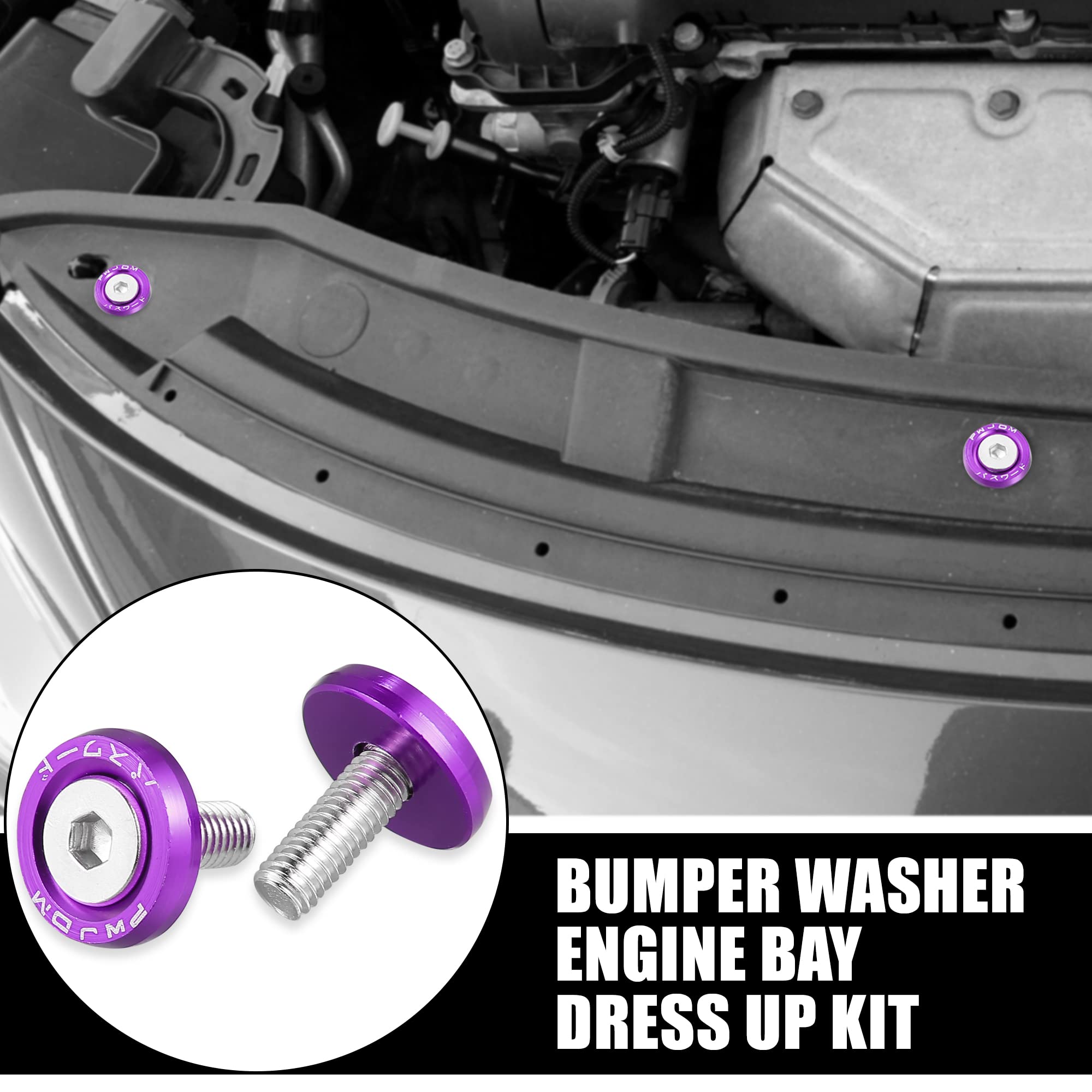 X AUTOHAUX 10pcs Fender Washer Bumper Washer M6 Bolts Engine Bay Dress Purple, 0.79"x0.43" - Image 2