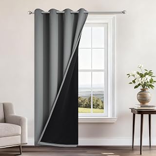 Yakamok Grey Blackout Curtains 84 Inches Long for Bedroom 52" Wide 1 Panel