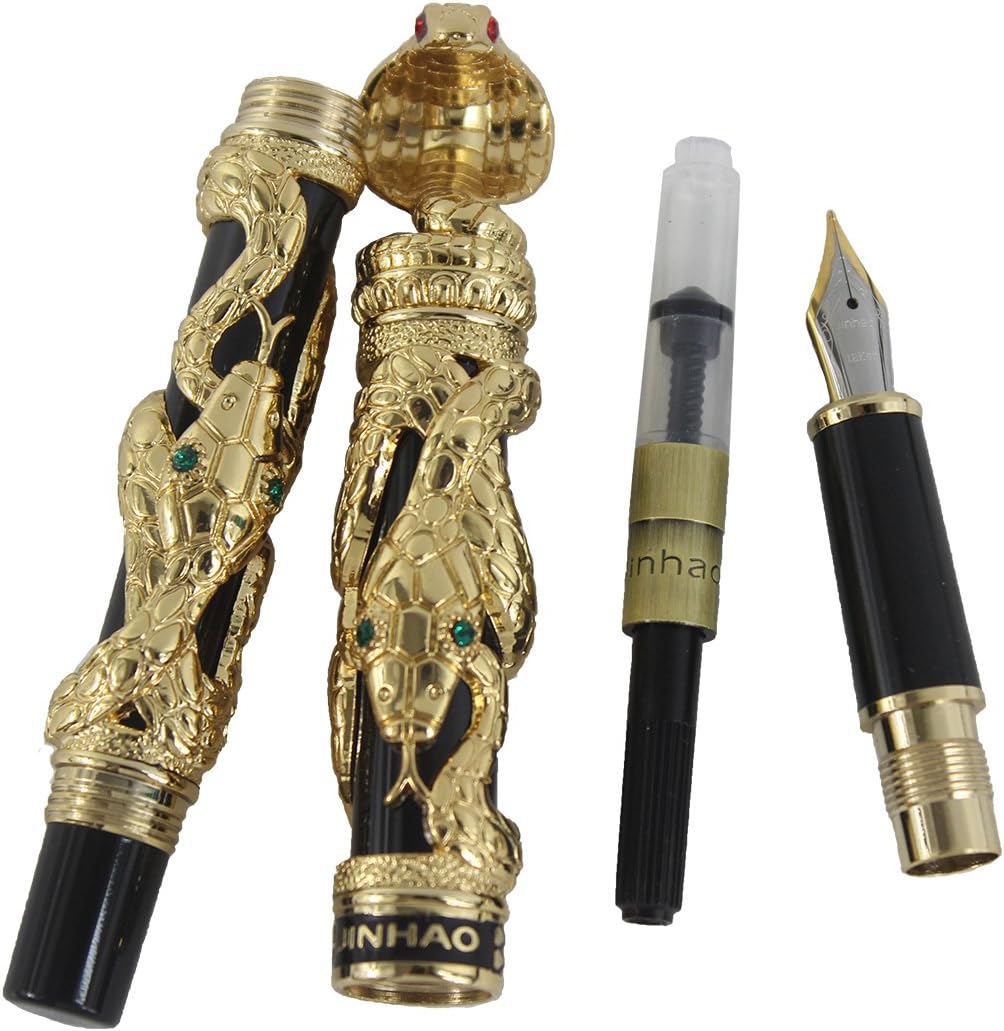 Fountain Pen 3D Snake Heavy Metal Pen - Golden