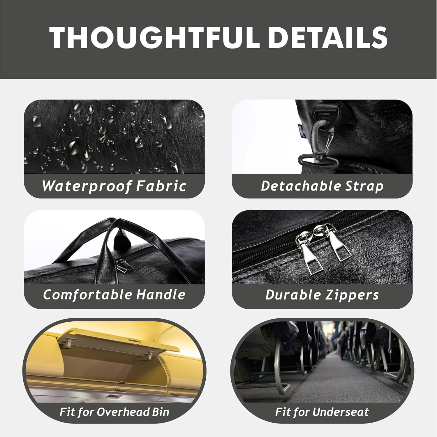 Leather Travel Bag with Shoes Compartment & Wet Pocket, Sports Gym Tote Bag Travel Duffel for Men & Women, Overnight Weekender Bag Waterproof Leather Large Carry On Bag - Image 6